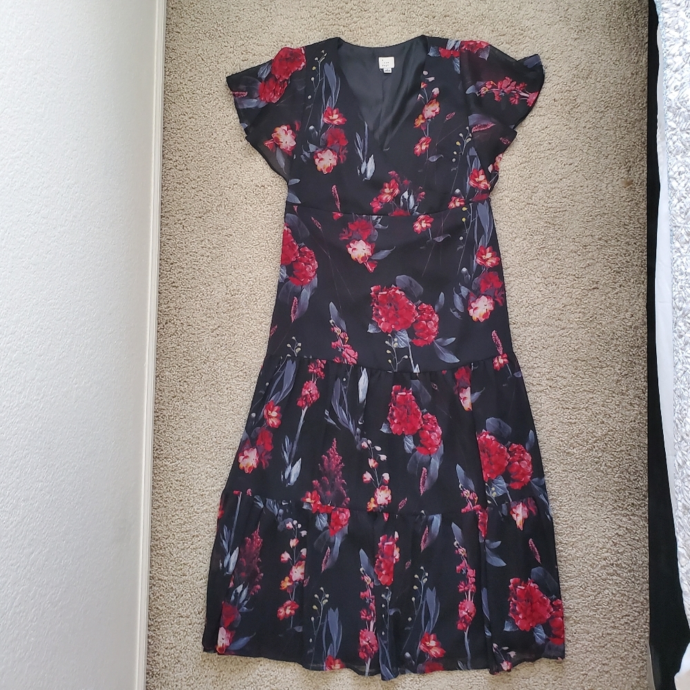 A New Day Floral Print Short Sleeve Maxi Dress